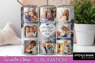 Photo Tumbler Wrap, Marble Family Frame Tumbler Sublimation Sublimation OrangeBrushStudio 