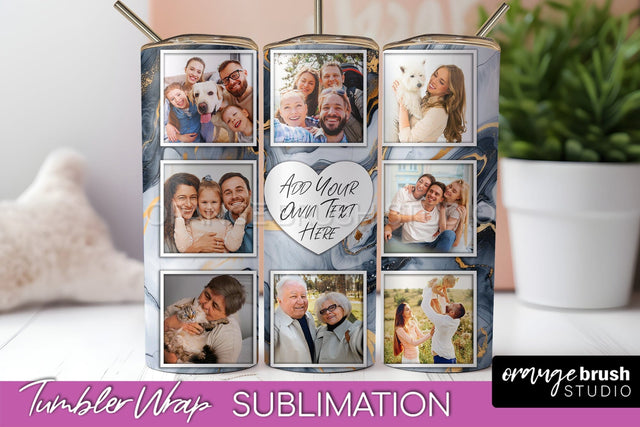 Photo Tumbler Wrap, Marble Family Frame Tumbler Sublimation Sublimation OrangeBrushStudio 
