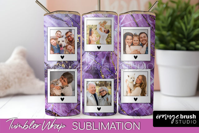 Photo Tumbler Wrap, Marble Family Frame Tumbler Sublimation Sublimation OrangeBrushStudio 
