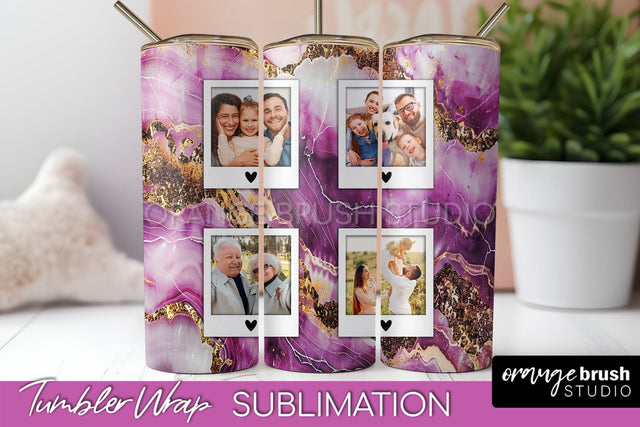 Photo Tumbler Wrap, Marble Family Frame Tumbler Sublimation Sublimation OrangeBrushStudio 