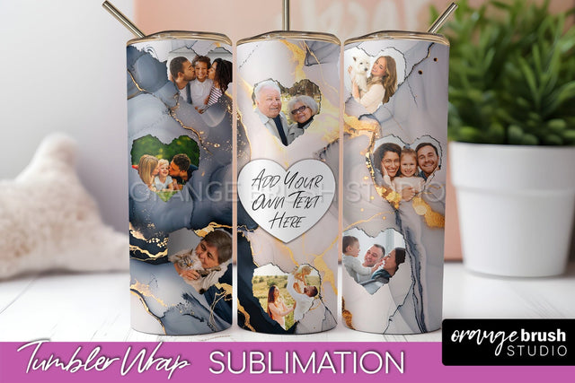 Photo Tumbler Wrap, Marble Family Frame Tumbler Sublimation Sublimation OrangeBrushStudio 