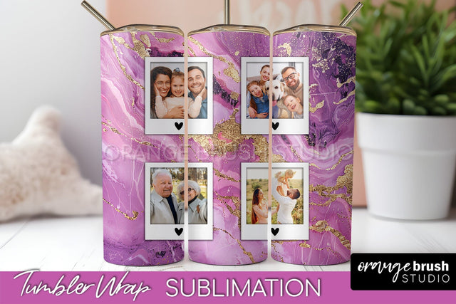 Photo Tumbler Wrap, Marble Family Frame Tumbler Sublimation Sublimation OrangeBrushStudio 