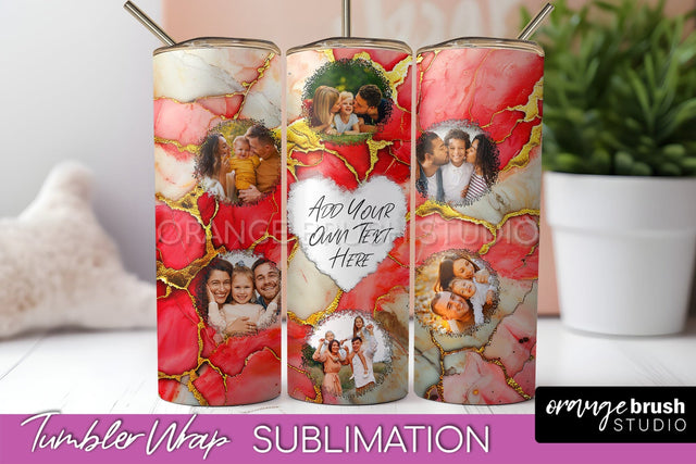 Photo Tumbler Wrap, Marble Family Frame Tumbler Sublimation Sublimation OrangeBrushStudio 
