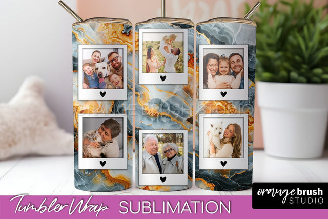Photo Tumbler Wrap, Marble Family Frame Tumbler Sublimation Sublimation OrangeBrushStudio 