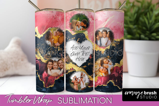 Photo Tumbler Wrap, Marble Family Frame Tumbler Sublimation Sublimation OrangeBrushStudio 