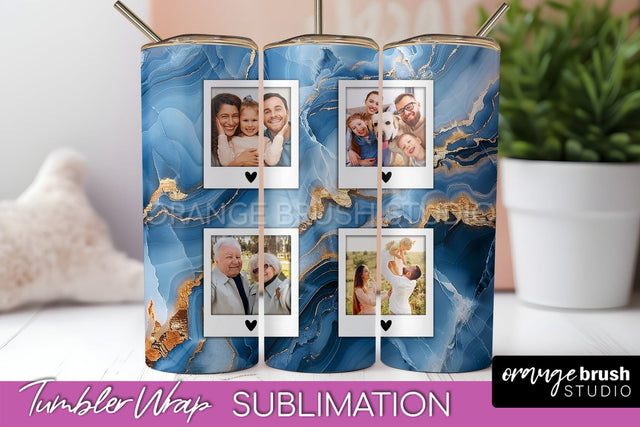 Photo Tumbler Wrap, Marble Family Frame Tumbler Sublimation Sublimation OrangeBrushStudio 