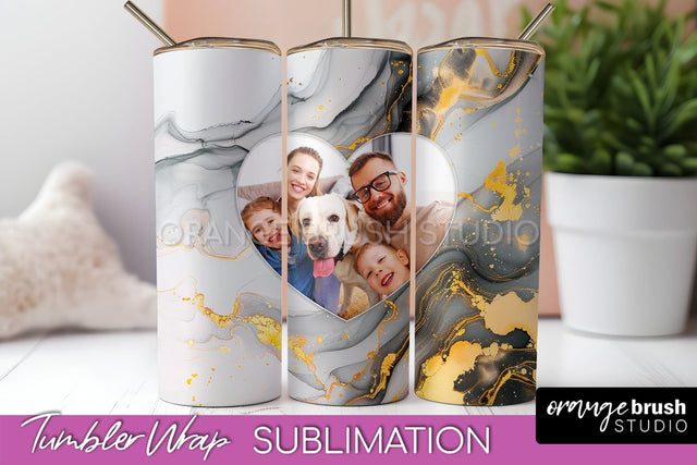 Photo Tumbler Wrap, Marble Family Frame Tumbler Sublimation Sublimation OrangeBrushStudio 