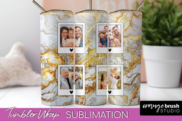 Photo Tumbler Wrap, Marble Family Frame Tumbler Sublimation Sublimation OrangeBrushStudio 
