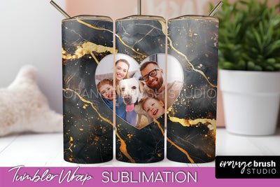 Photo Tumbler Wrap, Marble Family Frame Tumbler Sublimation Sublimation OrangeBrushStudio 
