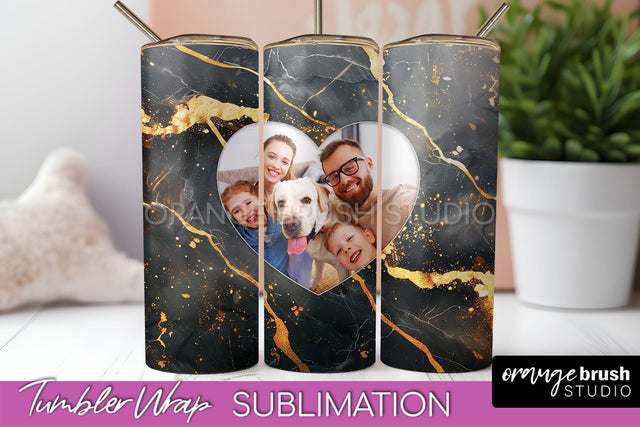 Photo Tumbler Wrap, Marble Family Frame Tumbler Sublimation Sublimation OrangeBrushStudio 