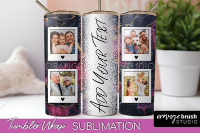 Photo Tumbler Wrap, Marble Family Frame Tumbler Sublimation Sublimation OrangeBrushStudio 