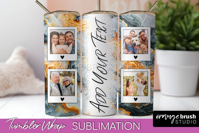 Photo Tumbler Wrap, Marble Family Frame Tumbler Sublimation Sublimation OrangeBrushStudio 