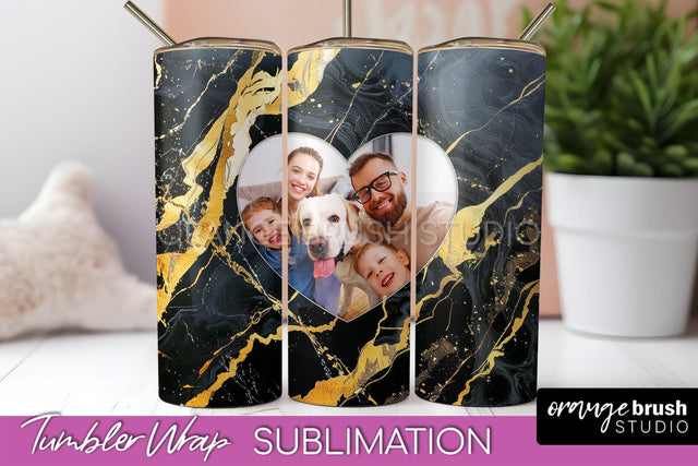 Photo Tumbler Wrap, Marble Family Frame Tumbler Sublimation Sublimation OrangeBrushStudio 