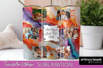 Photo Tumbler Wrap, Marble Family Frame Tumbler Sublimation Sublimation OrangeBrushStudio 