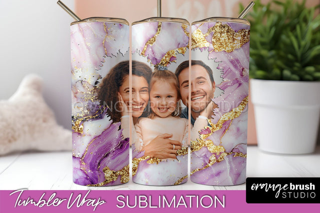 Photo Tumbler Wrap, Marble Family Frame Tumbler Sublimation Sublimation OrangeBrushStudio 