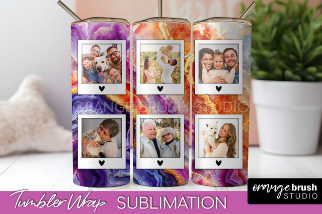Photo Tumbler Wrap, Marble Family Frame Tumbler Sublimation Sublimation OrangeBrushStudio 