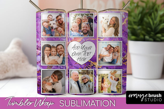 Photo Tumbler Wrap, Marble Family Frame Tumbler Sublimation Sublimation OrangeBrushStudio 