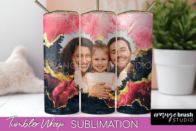 Photo Tumbler Wrap, Marble Family Frame Tumbler Sublimation Sublimation OrangeBrushStudio 