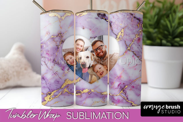 Photo Tumbler Wrap, Marble Family Frame Tumbler Sublimation Sublimation OrangeBrushStudio 