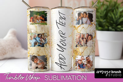 Photo Tumbler Wrap, Marble Family Frame Tumbler Sublimation Sublimation OrangeBrushStudio 