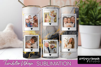 Photo Tumbler Wrap, Marble Family Frame Tumbler Sublimation Sublimation OrangeBrushStudio 