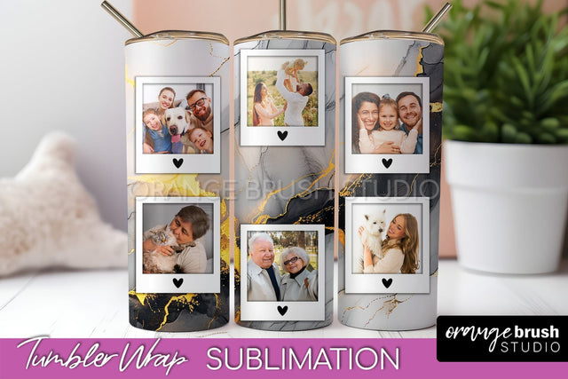 Photo Tumbler Wrap, Marble Family Frame Tumbler Sublimation Sublimation OrangeBrushStudio 