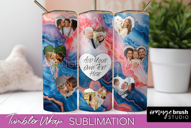 Photo Tumbler Wrap, Marble Family Frame Tumbler Sublimation Sublimation OrangeBrushStudio 
