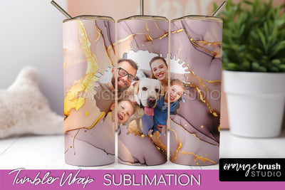 Photo Tumbler Wrap, Marble Family Frame Tumbler Sublimation Sublimation OrangeBrushStudio 