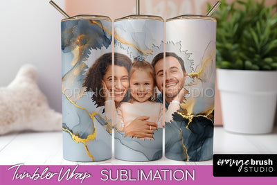 Photo Tumbler Wrap, Marble Family Frame Tumbler Sublimation Sublimation OrangeBrushStudio 