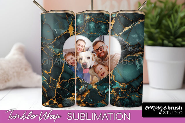 Photo Tumbler Wrap, Marble Family Frame Tumbler Sublimation Sublimation OrangeBrushStudio 