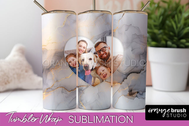 Photo Tumbler Wrap, Marble Family Frame Tumbler Sublimation Sublimation OrangeBrushStudio 