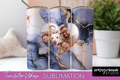 Photo Tumbler Wrap, Marble Family Frame Tumbler Sublimation Sublimation OrangeBrushStudio 