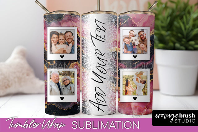 Photo Tumbler Wrap, Marble Family Frame Tumbler Sublimation Sublimation OrangeBrushStudio 