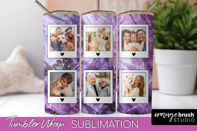 Photo Tumbler Wrap, Marble Family Frame Tumbler Sublimation Sublimation OrangeBrushStudio 