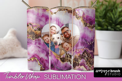 Photo Tumbler Wrap, Marble Family Frame Tumbler Sublimation Sublimation OrangeBrushStudio 