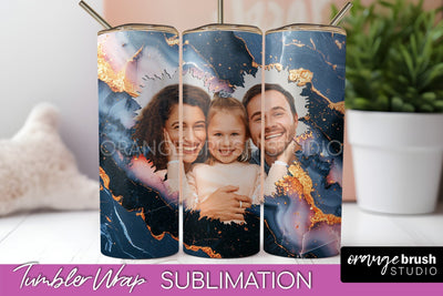 Photo Tumbler Wrap, Marble Family Frame Tumbler Sublimation Sublimation OrangeBrushStudio 
