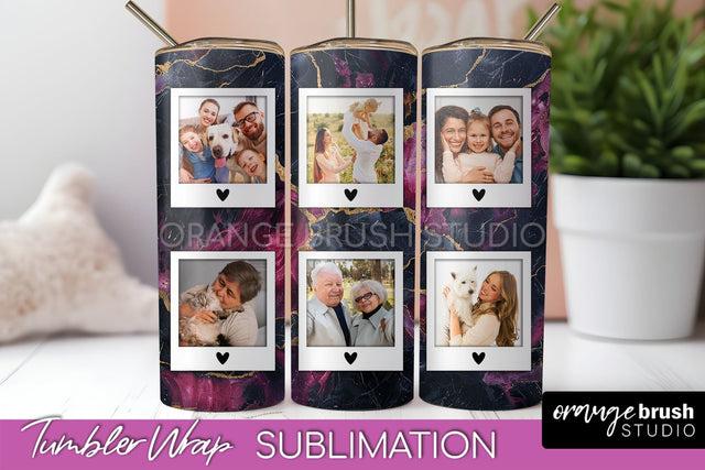 Photo Tumbler Wrap, Marble Family Frame Tumbler Sublimation Sublimation OrangeBrushStudio 