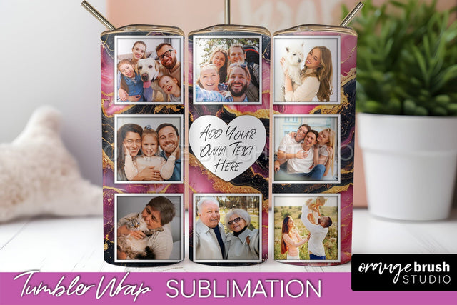 Photo Tumbler Wrap, Marble Family Frame Tumbler Sublimation Sublimation OrangeBrushStudio 