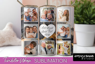 Photo Tumbler Wrap, Marble Family Frame Tumbler Sublimation Sublimation OrangeBrushStudio 