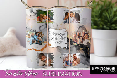 Photo Tumbler Wrap, Marble Family Frame Tumbler Sublimation Sublimation OrangeBrushStudio 
