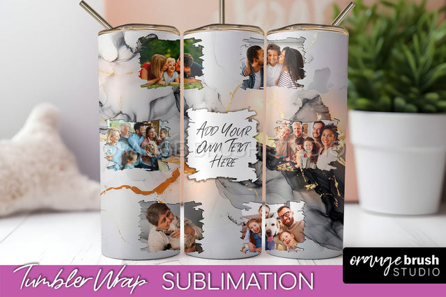 Photo Tumbler Wrap, Marble Family Frame Tumbler Sublimation Sublimation OrangeBrushStudio 
