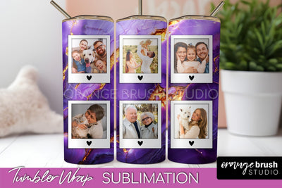Photo Tumbler Wrap, Marble Family Frame Tumbler Sublimation Sublimation OrangeBrushStudio 