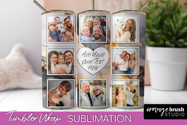 Photo Tumbler Wrap, Marble Family Frame Tumbler Sublimation Sublimation OrangeBrushStudio 