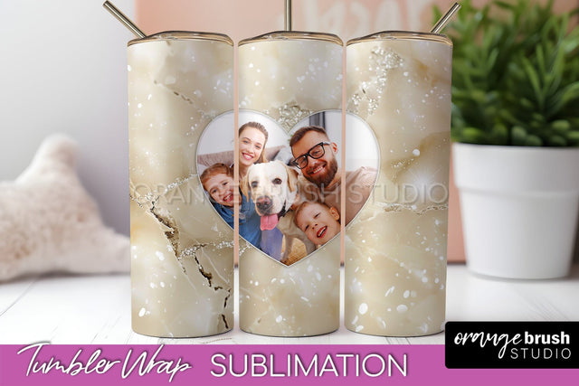 Photo Tumbler Wrap, Marble Family Frame Tumbler Sublimation Sublimation OrangeBrushStudio 