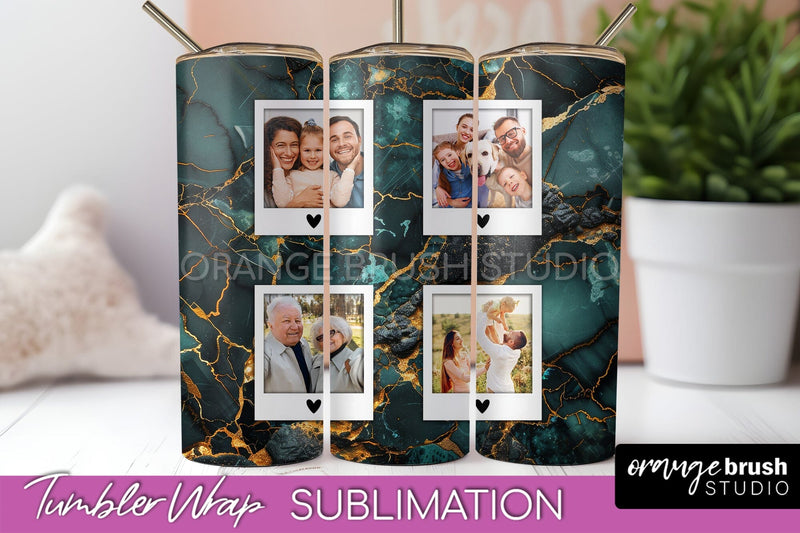 Photo Tumbler Wrap, Marble Family Frame Tumbler Sublimation Sublimation OrangeBrushStudio 