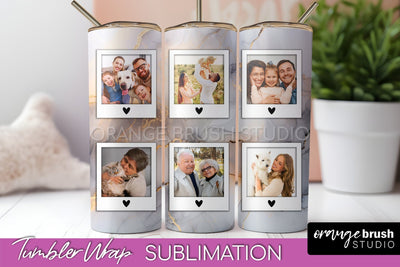 Photo Tumbler Wrap, Marble Family Frame Tumbler Sublimation Sublimation OrangeBrushStudio 