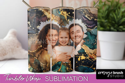 Photo Tumbler Wrap, Marble Family Frame Tumbler Sublimation Sublimation OrangeBrushStudio 