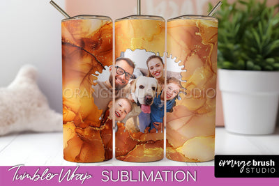 Photo Tumbler Wrap, Marble Family Frame Tumbler Sublimation Sublimation OrangeBrushStudio 