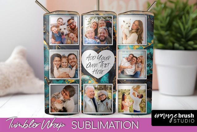 Photo Tumbler Wrap, Marble Family Frame Tumbler Sublimation Sublimation OrangeBrushStudio 