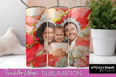 Photo Tumbler Wrap, Marble Family Frame Tumbler Sublimation Sublimation OrangeBrushStudio 
